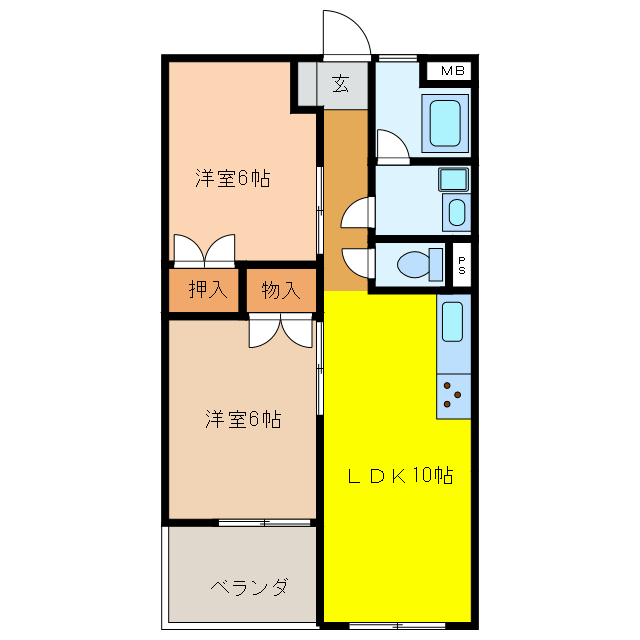 山県市高富のマンションの間取り