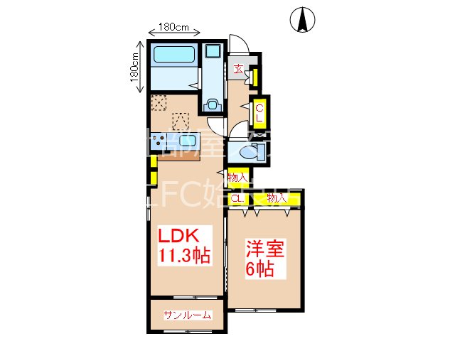 姶良市西餅田のアパートの間取り