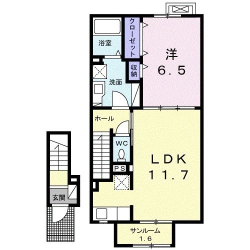 見附市学校町のアパートの間取り