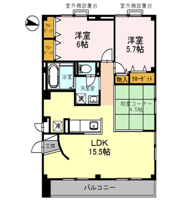 三木市緑が丘町西のアパートの間取り