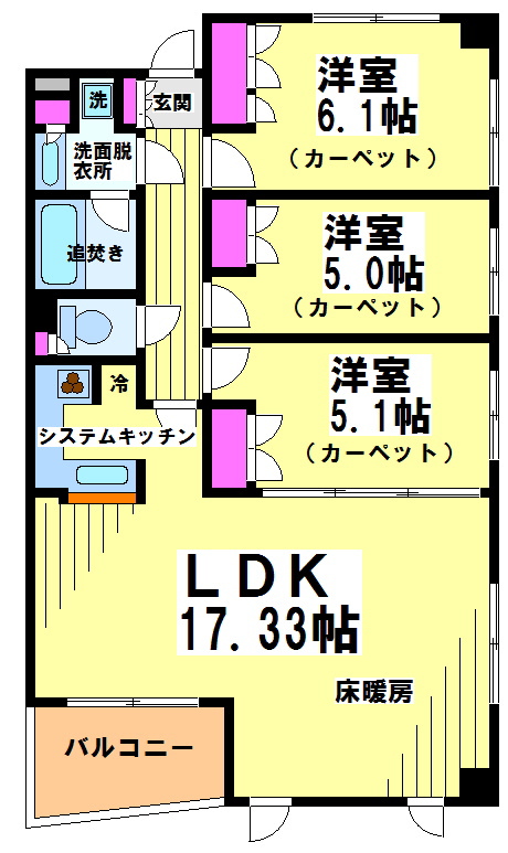 調布市国領町のマンションの間取り