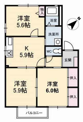 ディアスタウン　D棟の間取り