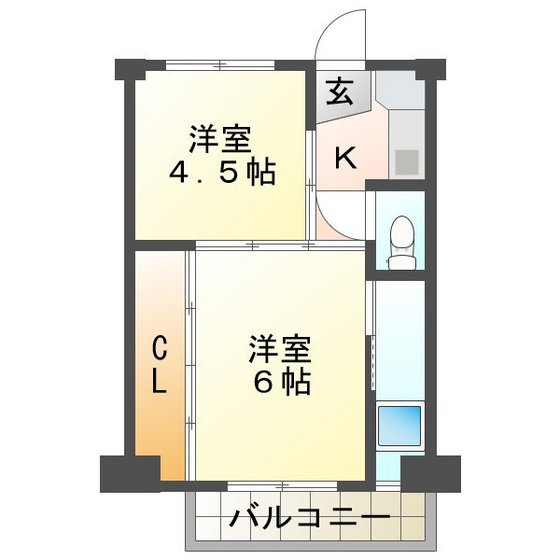 ビレッジハウス磯山１号棟の間取り