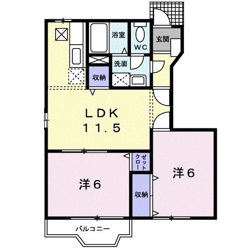 【岡山市東区南古都のアパートの間取り】