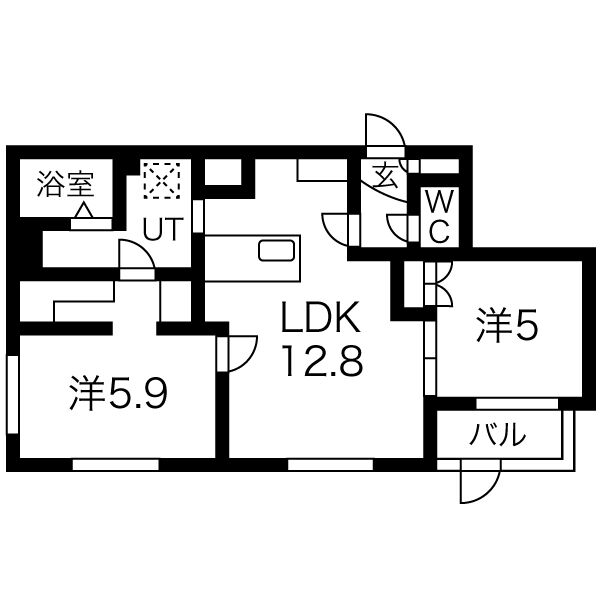 札幌市中央区南十九条西のマンションの間取り