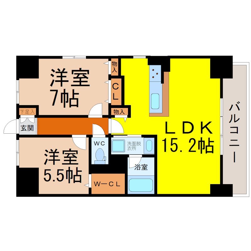 名古屋市西区浅間のマンションの間取り