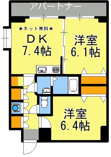 鹿児島市加治屋町のマンションの間取り