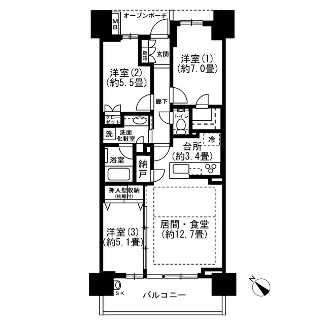 プラウドシティ加賀学園通りの間取り