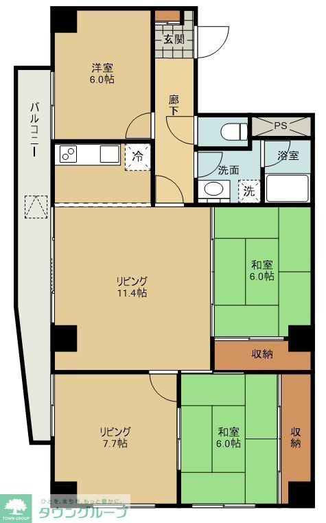 上尾市仲町のマンションの間取り