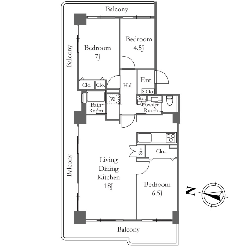 中央区佃のマンションの間取り