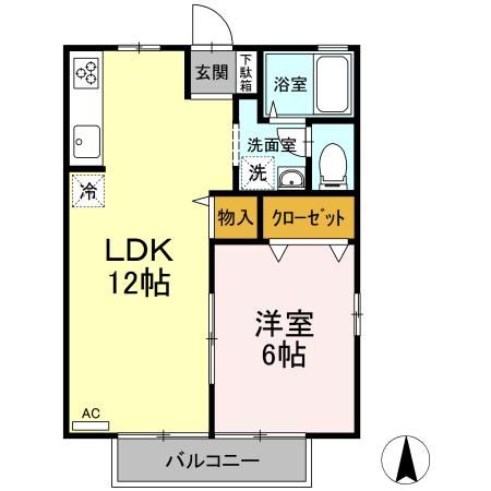 郡山市安積町日出山のアパートの間取り