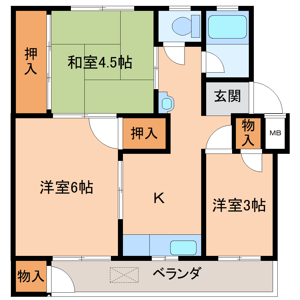 西諌早団地　B-3棟の間取り