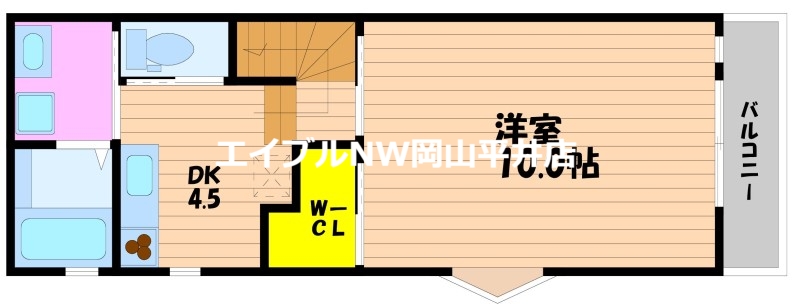 岡山市中区浜のアパートの間取り