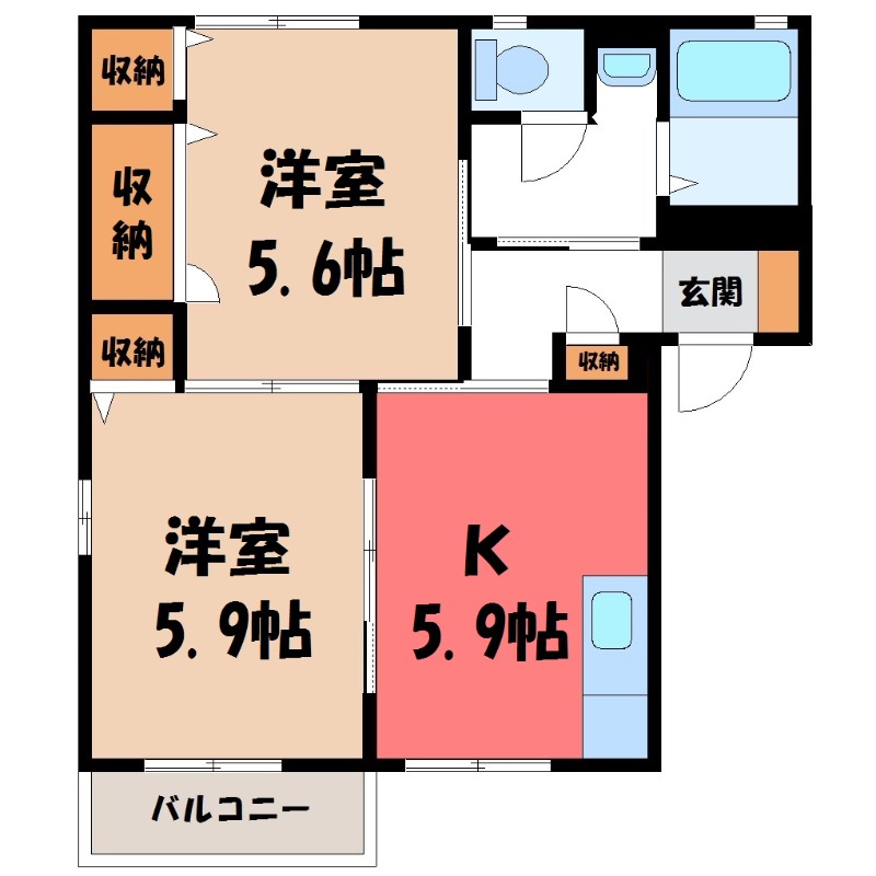 小山市大字雨ケ谷新田のアパートの間取り