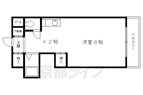 京都市伏見区深草西浦町１丁目のマンションの間取り