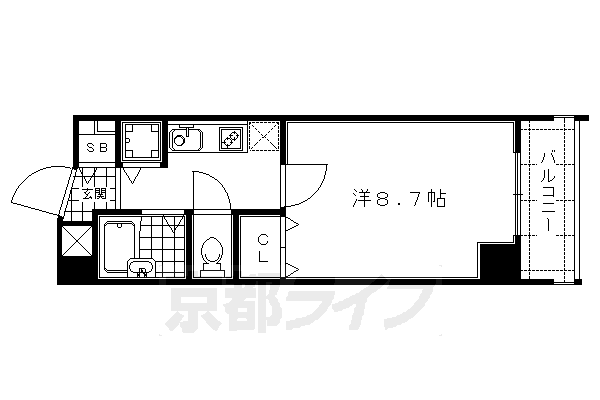 京都市北区上賀茂高縄手町のマンションの間取り