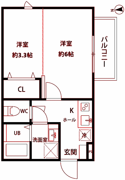 横浜市旭区鶴ケ峰本町のアパートの間取り