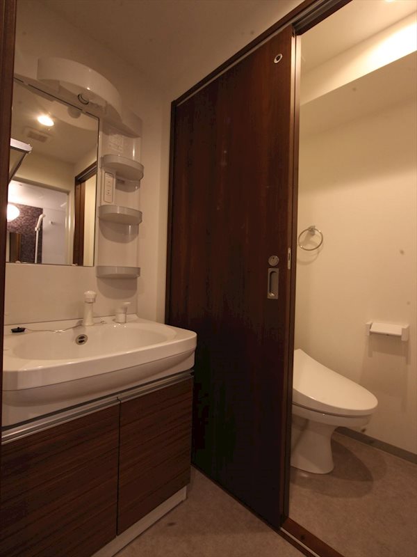 洗面設備　脱衣所　独立洗面台（シャンプードレッサー付き）洗濯機付き