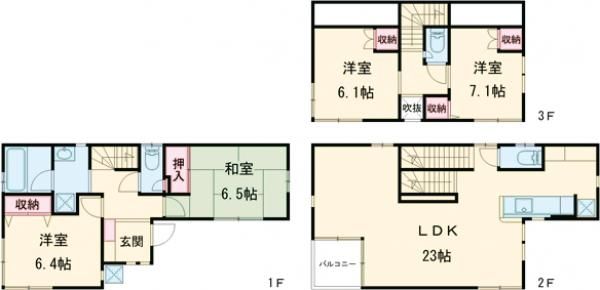 鹿骨2丁目戸建ての間取り写真