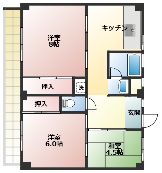 ビレッジハウス不入斗1号棟の間取り写真