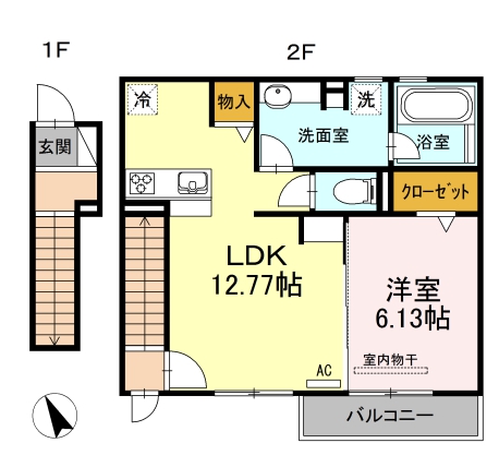 名古屋市緑区緑花台のアパートの間取り