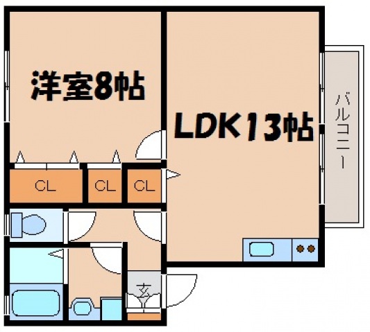 広島市安芸区中野のアパートの間取り