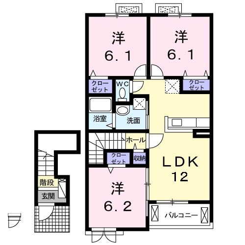 泉南市男里のアパートの間取り