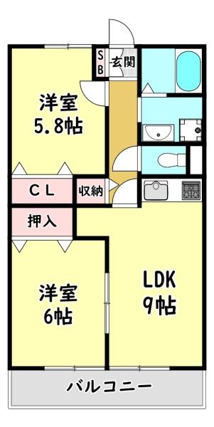 寝屋川市境橋町のアパートの間取り