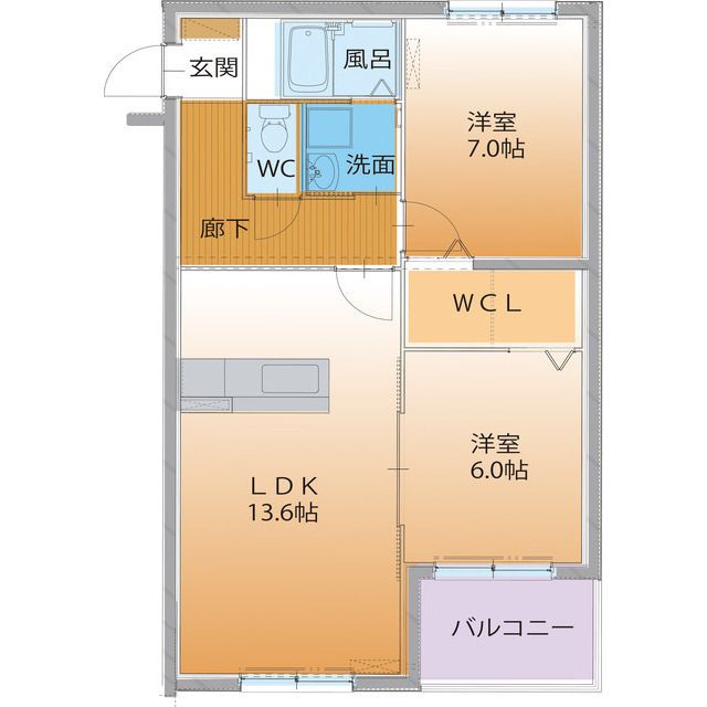 富山市黒瀬北町のマンションの間取り