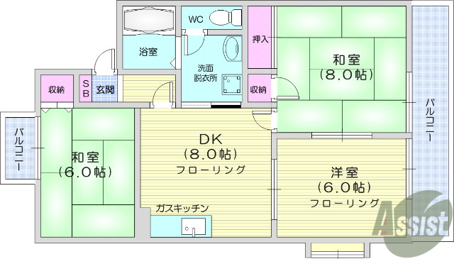 セジュールシャルム３番館の間取り