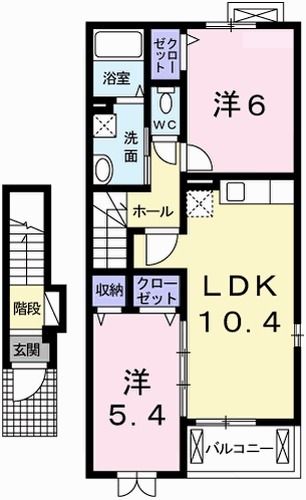 【揖保郡太子町東南のアパートの間取り】