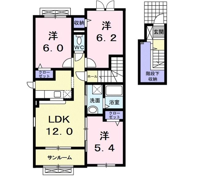 弘前市大字樹木のアパートの間取り