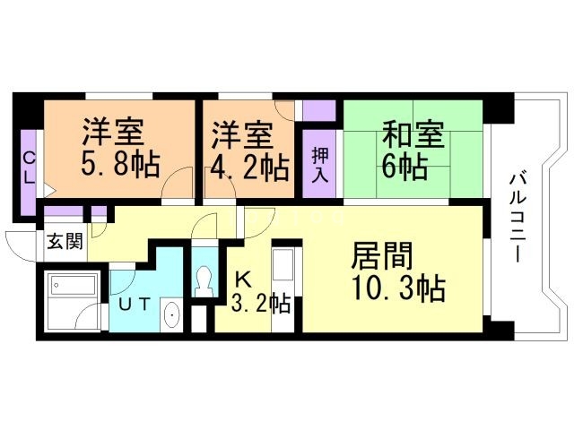 札幌市中央区大通西のマンションの間取り