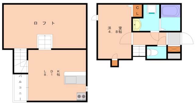 福岡市東区雁の巣のアパートの間取り