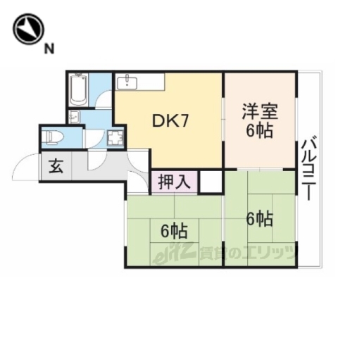 枚方市長尾西町のマンションの間取り