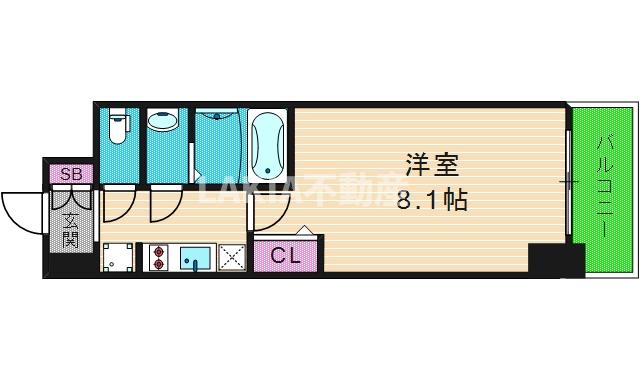 プレサンス谷町九丁目駅前の間取り