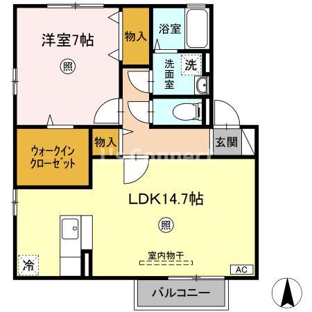 仙台市泉区将監殿のアパートの間取り