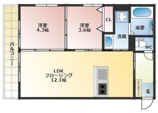 仮称）筑紫野市筑紫新築アパートの間取り