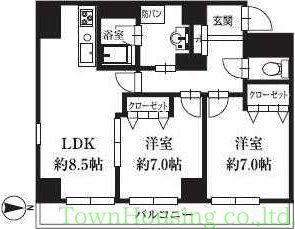 中央区新富のマンションの間取り