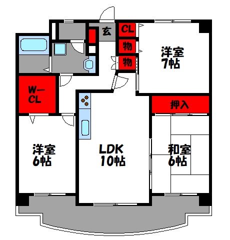 福岡市東区下原のマンションの間取り