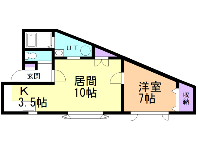 旭川市神楽岡五条のアパートの間取り