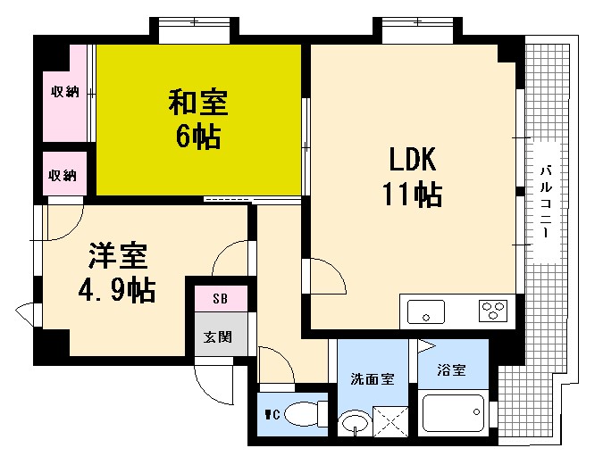 広島市西区井口鈴が台のマンションの間取り