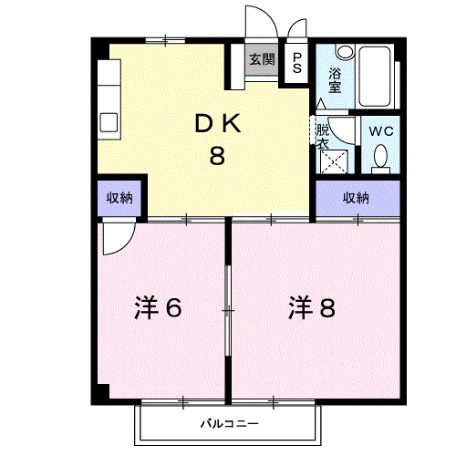 岡山市南区箕島のアパートの間取り