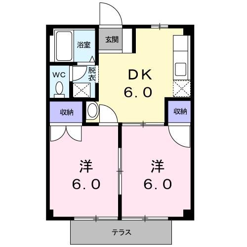 菊池市隈府のアパートの間取り