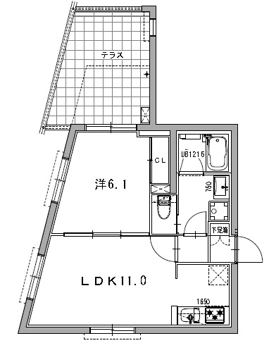 京都市北区紫竹下竹殿町のマンションの間取り