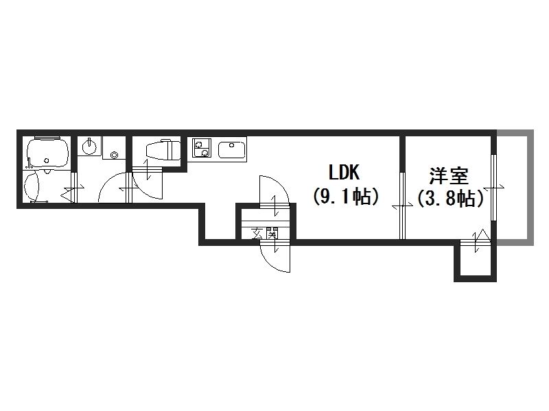 【大阪市阿倍野区文の里のアパートの間取り】