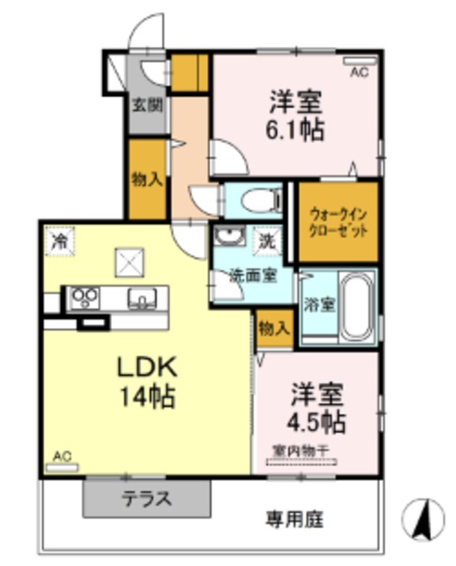 高松市上林町のアパートの間取り