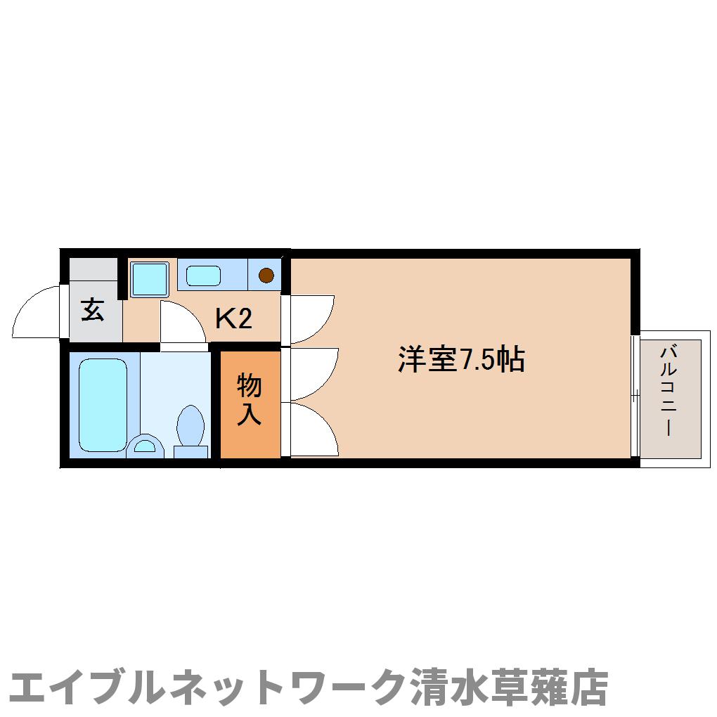 静岡市清水区草薙のアパートの間取り