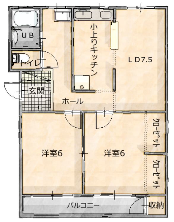 ロイヤル小曽根マンションの間取り写真