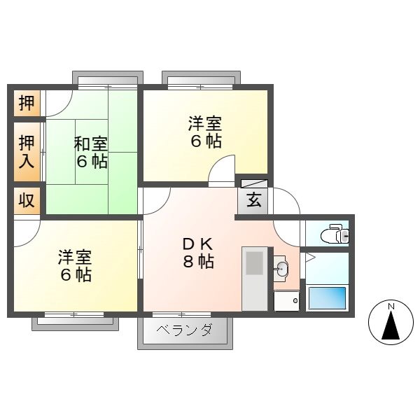 竹市丸野ハイツ Aの間取り